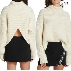 A.L.C Clayton Criss Cross Wool Blend Quiet Luxury Sweater